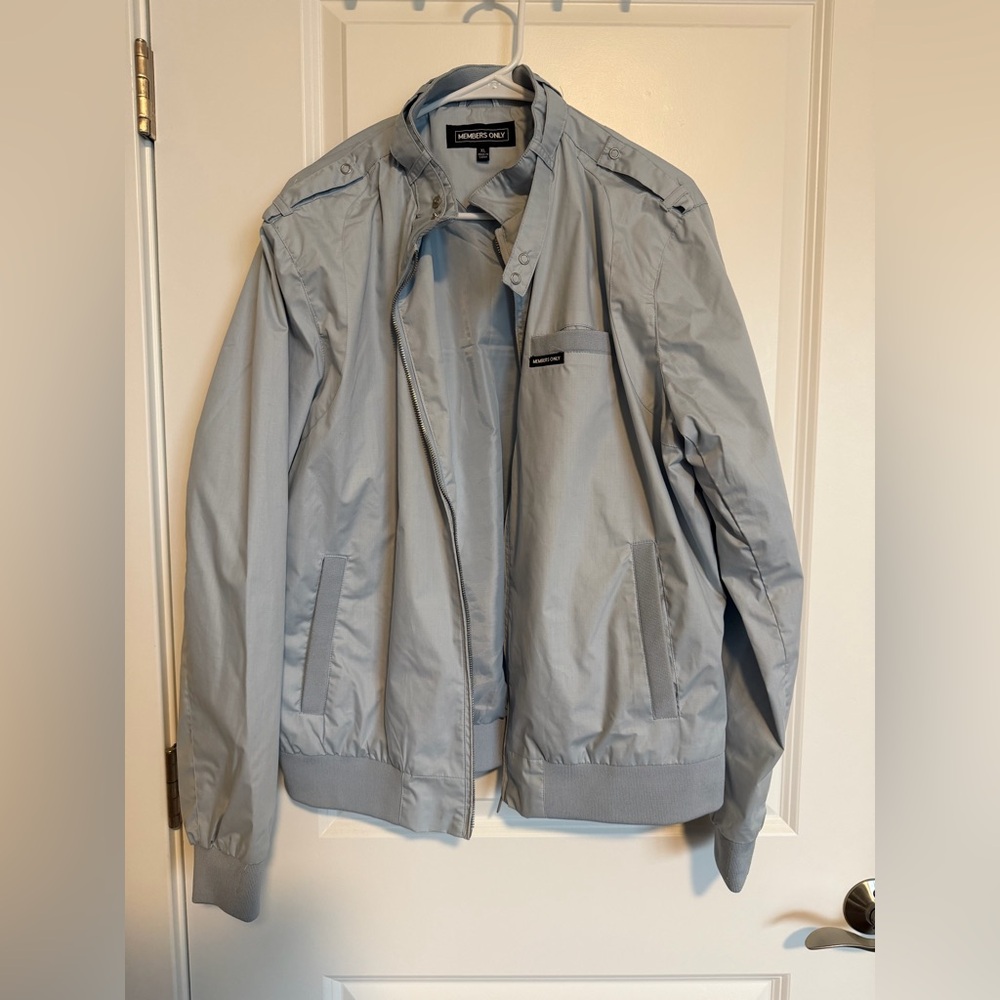 Members Only Classic Iconic Racer Jacket — Light Blue/Grey